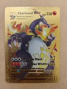Carta Pokemon Charizard VMAX Gold Foil Fan Art 330hp buone condizioni - Foto 1 di 2