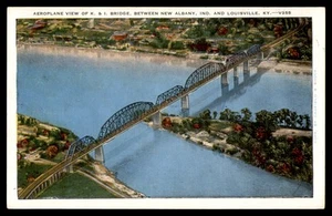 Postcard Aeroplane View K. & I. Bridge Btwen New Albany & Louisville, KY POSTED - Picture 1 of 2