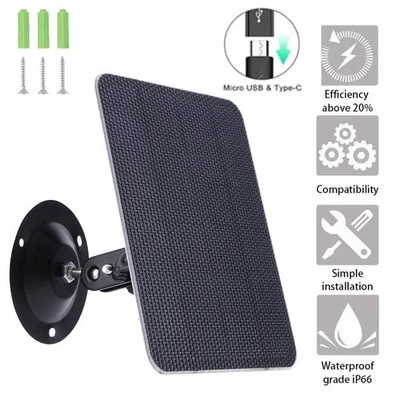 Schwarz Solarpanel für Akku Überwachungskamera Aussen IP Kamera Outdoor - Bild 1 von 4