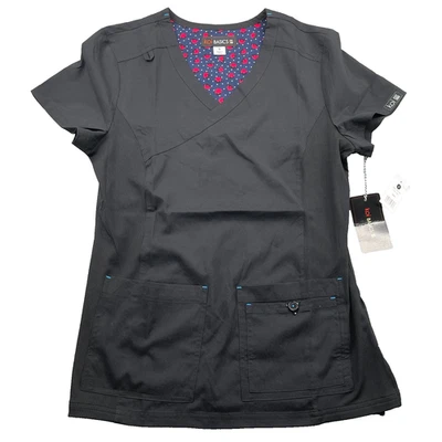 Koi Basics скраб-топ женский маленький черный с V-образным вырезом медицинская униформа рабочая одежда - Изображение 1 из 4