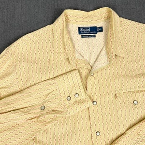 Polo Ralph Lauren Shirt Mens XL Yellow Western Pearl Snap Long Sleeve - Picture 1 of 18