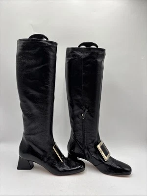 Botas de equitación para mujer Roger Vivier charol negras talla 37 Foto 1 de 4