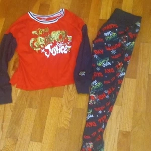 Justice Kids Grinch Holiday SEt Langarm Pailletten Top und Leggings Mädchen 10/12 - Bild 1 von 4