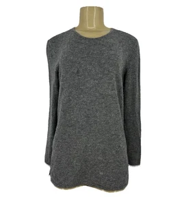 J. McLaughlin Medium Women Pullover Sweater Grey Cashmere Crewneck FLAW I17 - Picture 1 of 8
