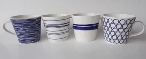 Set of 4 Royal Doulton Pacific 12 OZ Mugs Blue & White Patterns Designs - Picture 1 of 7