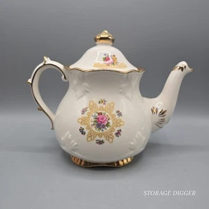 Vintage Price Kensington Keramik Floral Teekanne mit Deckel #4219 Goldrand, England - Bild 1 von 14