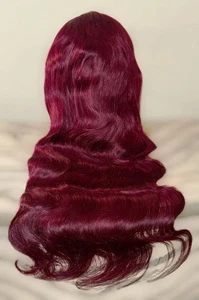 Gorgeous,30 Inch,Fuchsia W/Red Undertones, Human Hair,Body Wave,Super Thick Wig - Picture 1 of 19