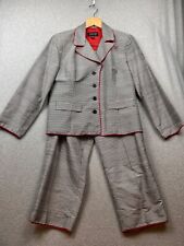 Vintage SPENSER JEREMY Silk Pant Suit Blazer Womens Size 14 90's Plaid red trim