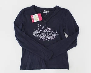 Camisa de niña manga larga algodón estampado floral azul talla 128 - Imagen 1 de 4