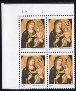 Scott #3003 Madonna (Mary, Giotto) Plate Block of 4 Stamps - MNH P#3224-2 UL - Picture 1 of 1
