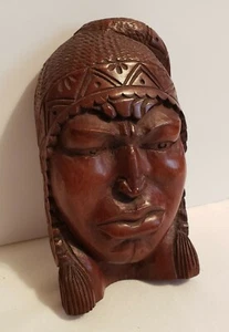 Hand Carved Native American Indians Vintage Wall Hanger - Picture 1 of 4