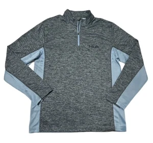 NWT HUK Icon X Coldfront 1/4 Zip Wind Water Resistant Shirt Grey Blue Men's Sz S - Picture 1 of 8