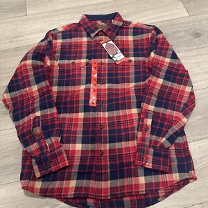 Orvis Men Heavy Weight Flannel Shirt Medium Long Sleeve 100% Cotton Red