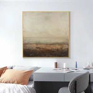 Large Size Abstract Painting Hand Painted Oil Painting On Canvas Yellow 31in - Picture 1 of 4