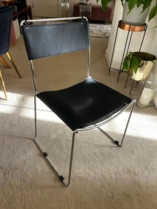 Set Of 4 Italian Giandomenico Belotti Chairs In Black Leather 1980s - Picture 1 of 3