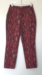 L'Agence Ludivine Garnet/Black Snakeskin Print High Waist Cropped Trouser Size 2 - Picture 1 of 11