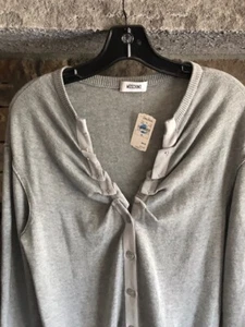 Moschino Sweater Cardigan Cashmere Cotton Blend Grey NWT XL 12 Neiman Marcus - Picture 1 of 5