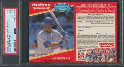 Ken Griffey Jr. 1991 Moo Town Snackers #4 - Full Panel - PSA 5 - Tough Griffey - Image 1 of 2