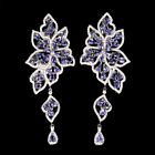 Pear Tanzanite 4x3mm Cz Gemstone 925 Sterling Silver Jewelry Big Earrings