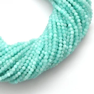 Cuentas curativas redondas facetadas amazonita azul 3-4 mm A++ para hacer joyas 12" - Imagen 1 de 12
