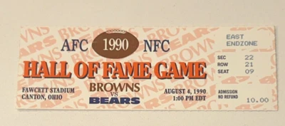 1990 年布朗熊队 NFL 名人堂比赛门票 Stub Harris Griese 名人堂入选人 — 第 1/2 张图片