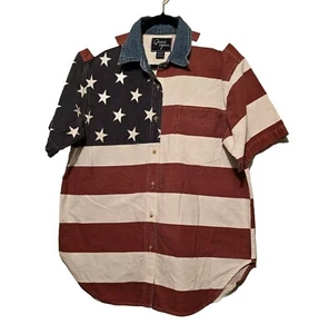 Vintage 'Let's Quizz Again' Shirt Mens LG Patriotic Flag Red White Blue America - Picture 1 of 10