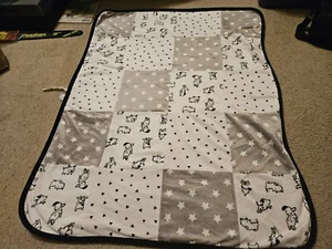 Modern Moments Gerber Gray Black White Puppy Dog Minky Baby Blanket 27" x 39" - Picture 1 of 15