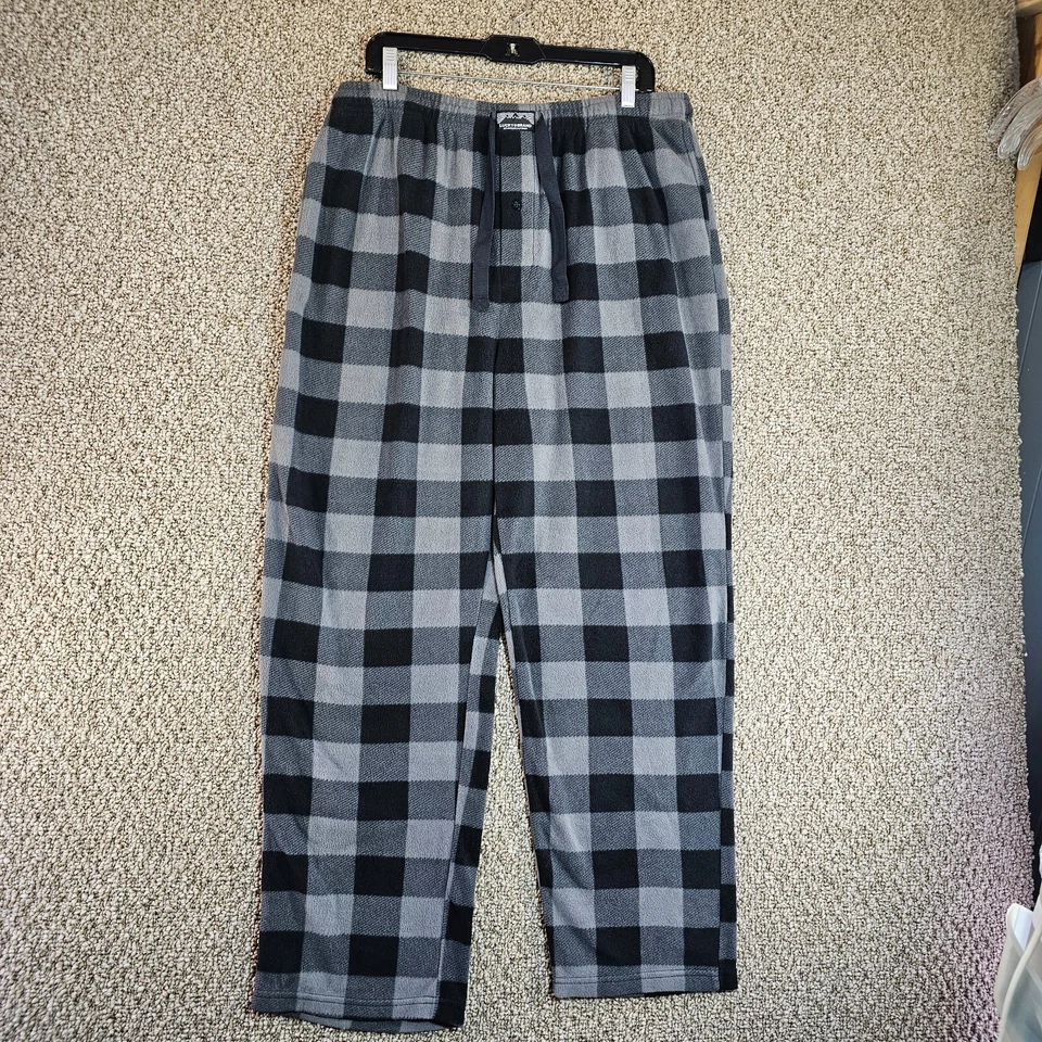 Lucky Brand Ropa de dormir Pantalones de pijama Unisex XL Polar Cuadros Negro/Gris Foto 1 de 4