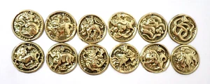 12 animales del zodiaco mongol chamán exorcismo protector hecho a mano latón en relieve - Imagen 1 de 8