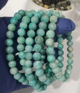 Natural Amazonite Crystal Bead Stretch Bracelet 7mm - Picture 1 of 7