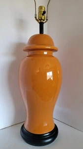 Vtg Mid Century Persimmon Orange Ceramic Asian Ginger Jar Table Lamp 31.5" - Picture 1 of 9