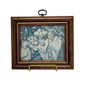 Stillleben Obst Miniaturdruck Handarbeit von Franklin mit braunem Rahmen 4796 Vintage - Bild 1 von 7