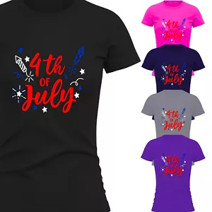 Independence Day 4th Of July Ameriacn Women's T-Shirt USA Patriot New Gift Tee - Picture 1 of 12