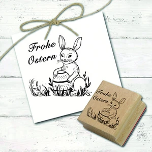 Sello Feliz Pascua Conejo de Pascua Vintage Sello con motivo Sello de Pascua DIY 40x40mm - Imagen 1 de 6