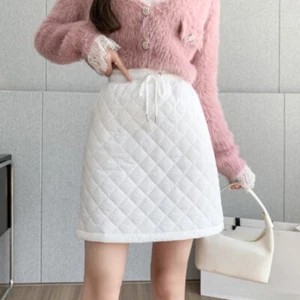 Lady Puffer Quilted Skirt Warm Padded Snow Skorts for Hiking Golf Drawstring - Picture 1 of 14