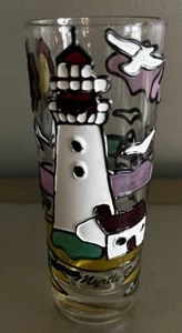 Myrtle Beach Souvenir Stained Glass Style Jigger: Pretty Lighthouse, Beach Motif - Picture 1 of 4