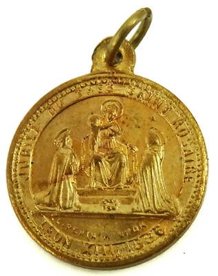 1886 Antique Catholic Medal French Jubilee of the Most Holy Rosary - Изображение 1 из 4