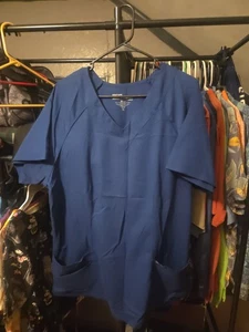 Grey's Anatomy Women's Scrub Top XL Blue Short Sleeve - Picture 1 of 3