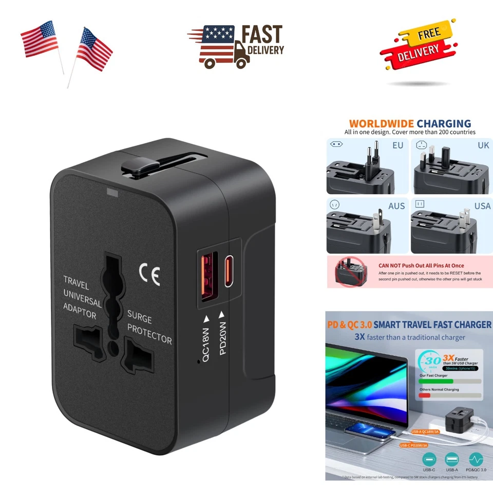 International Universal All in One Worldwide Travel Adapter Wall Charger AC Powe