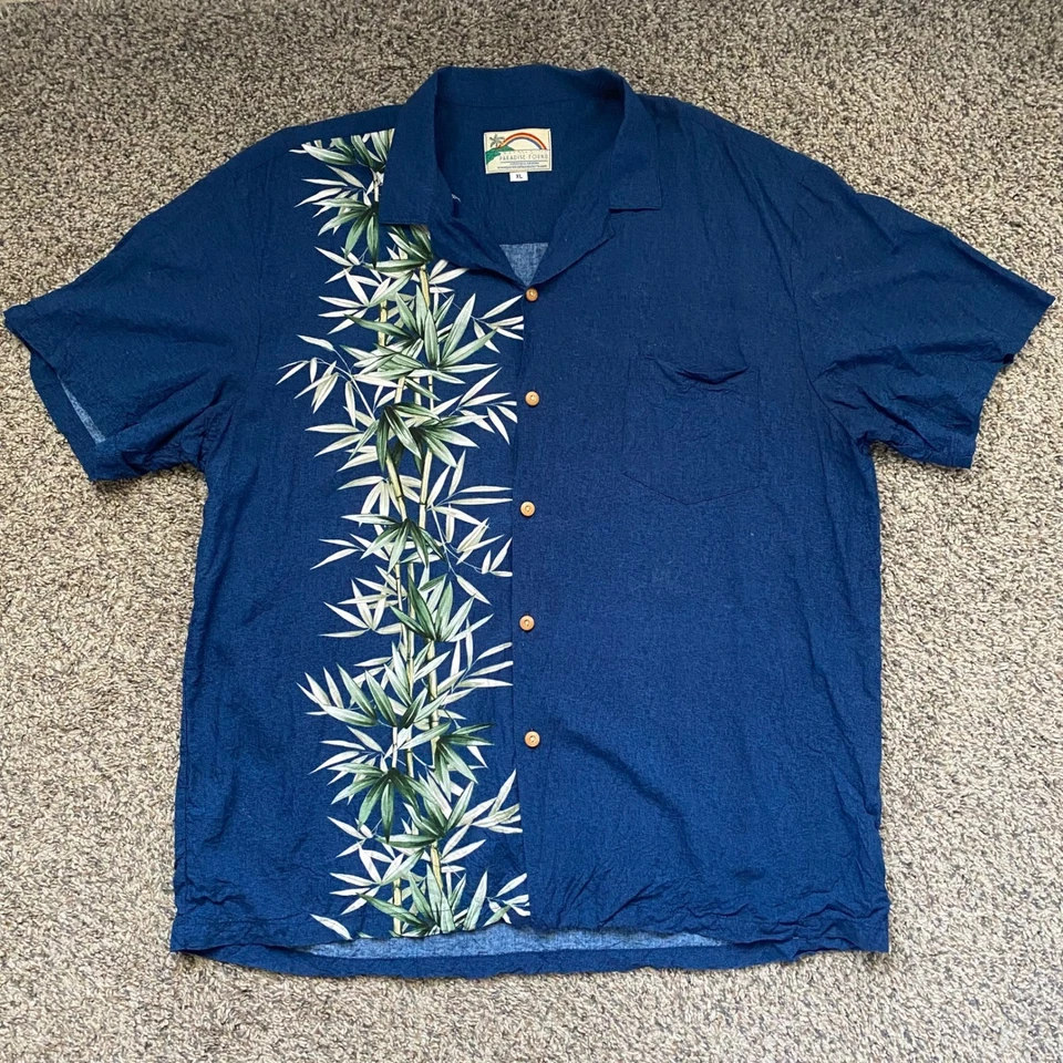 Camisa Hawaiana Paradise Found Honolulu XL Azul Bambú Tropical Foto 1 de 4