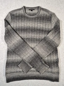 John Varvatos Sweater Mens Large Gray Black Crew Neck Knit Acrylic Wool Pullover - Picture 1 of 7