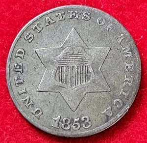 1853 Silver 3c Three Cents Fine - Picture 1 of 2