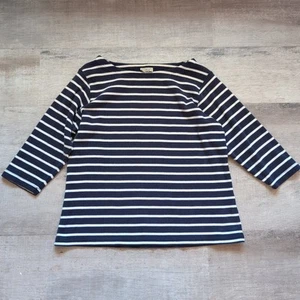 LL Bean Womens Heritage Mariner 3/4 Sleeve Navy White Stripe L/XL Top - Picture 1 of 6