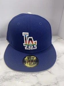 NWT Los Angeles Dodgers New Era Hat Fitted  6 7/8 Multicolor Logo Blue - Picture 1 of 8