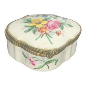Authentische Limoges Frankreich Mini Blumen Schmuckschatulle, erster Zahn, Ringschatulle - Bild 1 von 13