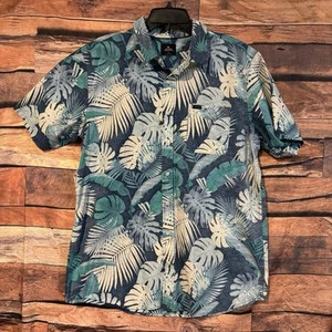 Rip Curl Shirt XL Men’s Green Blue Short Sleeve Floral Button Up Tropical Pocket - Picture 1 of 9