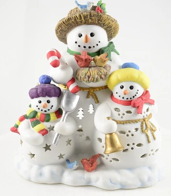 Candelabro de porcelana Partylite Snowbell P7702 muñeco de nieve Foto 1 de 4