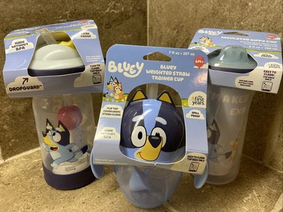 3 PACK Bluey Cups Sip & See Toddler Water Bottle, Trainer Cup, Insulated Cup - Image 1 of 4