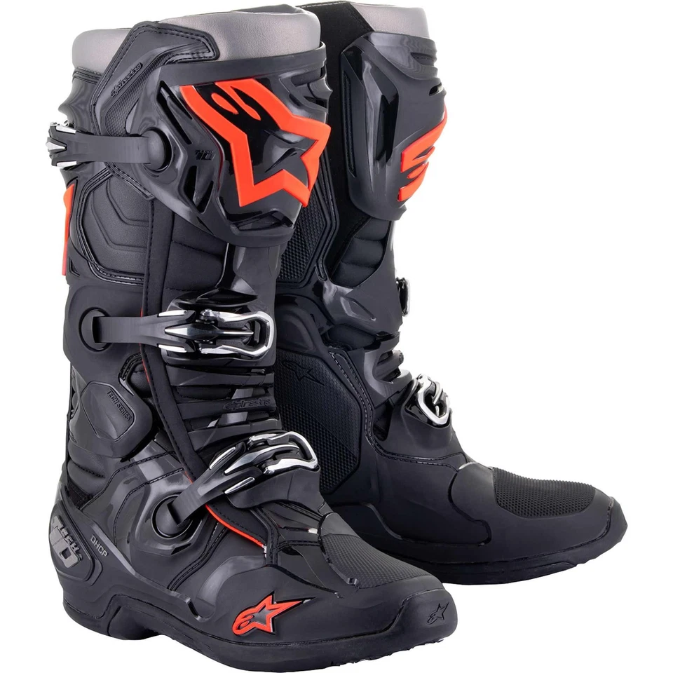 Botas todoterreno Alpinestars Tech 10 para hombre MX negras/rojas fluo Foto 1 de 1