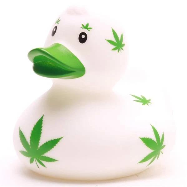 DUCKSHOP Badeente Cannabis Quietscheente Quietscheentchen Gummiente Plastikente Ente